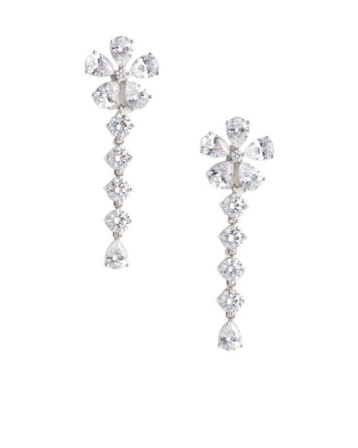 Self-Portrait White Multi Crystal Flower Dangle Earring
