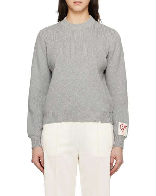 Golden Goose Deluxe Brand Gray Distressed Logo Patch Jumper