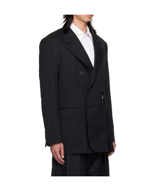 Simone Rocha Black Double-Breasted Suit Jacket With Vents for men