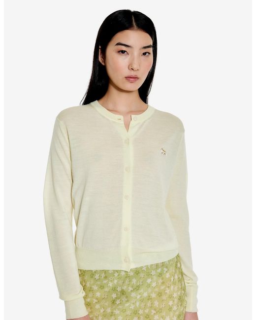 Maison Kitsuné Yellow Maison Kitsuné Baby Fox Patch Knit Cardigan