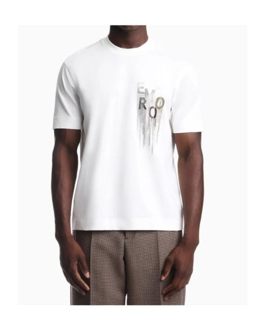 Emporio Armani White Short-Sleeved Logo T-Shirt With A Round Neck for men
