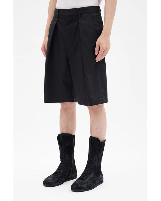 Ann Demeulemeester Black Pleated Shorts for men