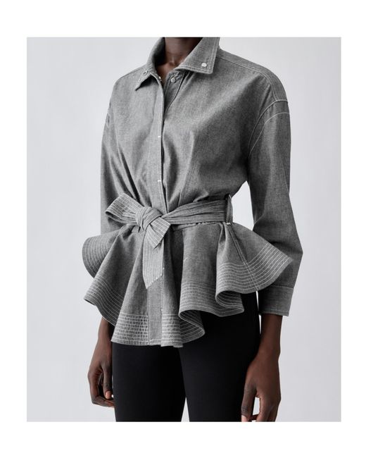 Jacquemus Gray Belted Peplum Jacket
