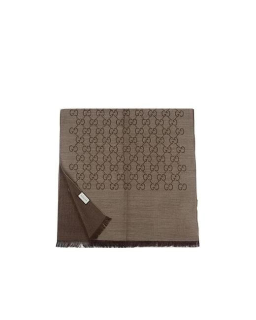 Gucci Brown Logo Jacquard Scarf