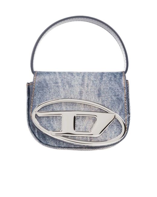 DIESEL Blue 1Dr Denim-Print Leather Mini Bag