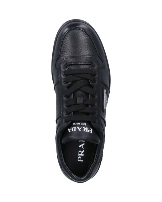 Prada Black Triangle-Logo Sneakers for men