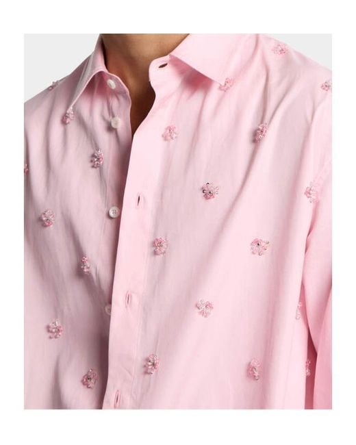 DSquared² Pink Embroidered Drawstring Shirt for men