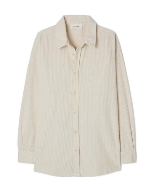 American Vintage White Corduroy Long-Sleeve Shirt for men