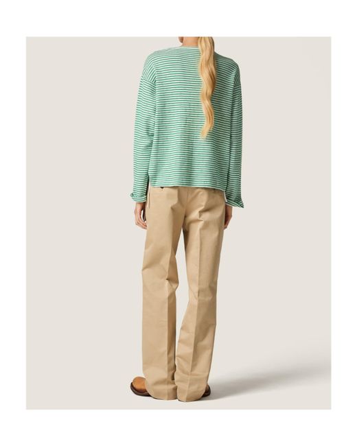 Miu Miu Green Striped Pocket Knitted Top