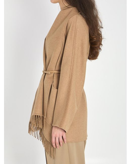 Max Mara Brown Abilita Fringed Belted Coat