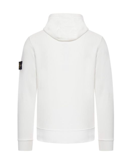 Stone Island White Logo Patch Drawstring Hoodie for men
