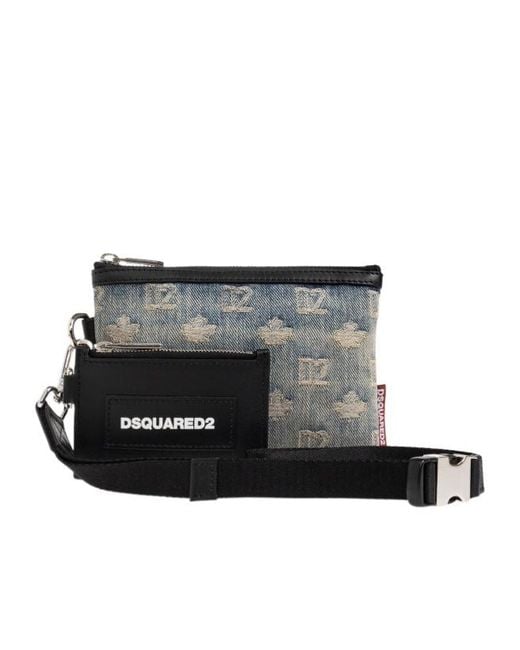 DSquared² Black Logo Pouch Shoulder Bag for men