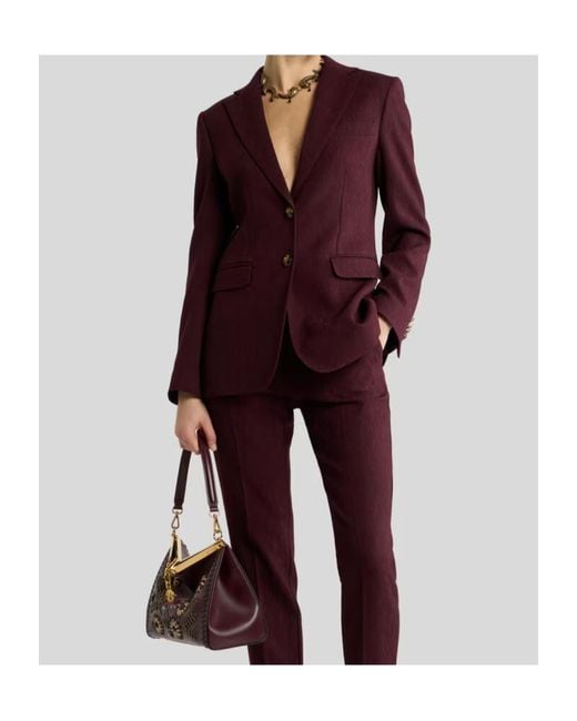 Etro Purple Single-Breasted Wool Jacquard Jacket With Medallion Motif