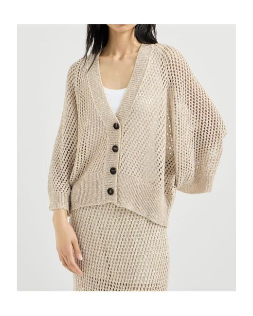 Brunello Cucinelli Natural Dazzling Texture Net Cardigan