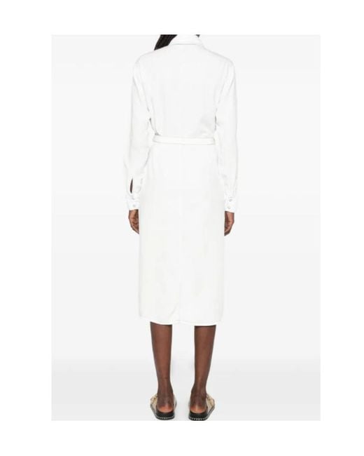 Patrizia Pepe White Logo-Detail Shirt Midi Dress