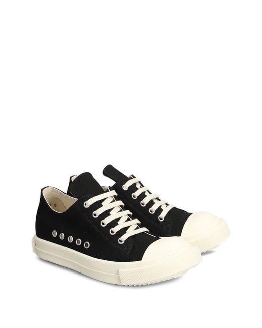 Rick Owens Black Extreme Eyelet-Detail Sneakers