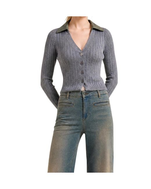 Liu Jo Gray Button-Front Cardigan