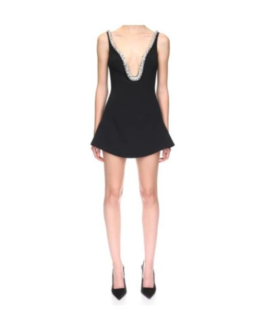 David Koma Black Mirror And Crystal A-Line Dress