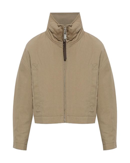 Moschino Natural Stand-Up Collar Zip-Up Jacket