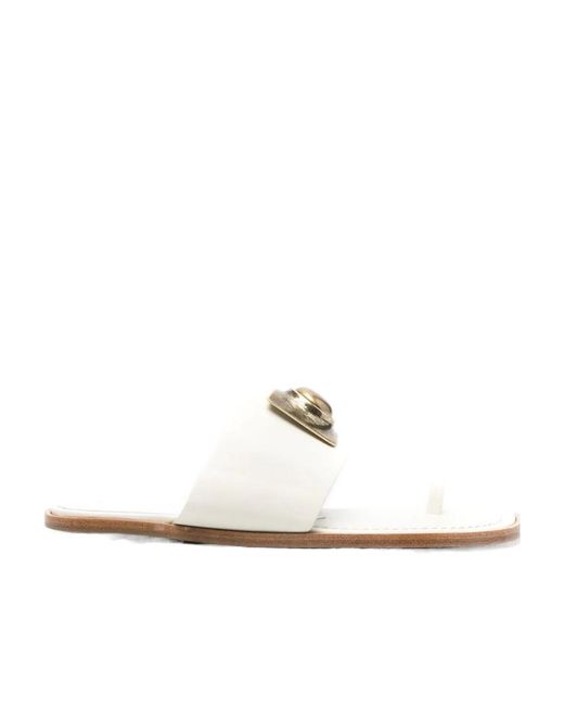 Etro White Ball-Stud Toe-Strap Sandals