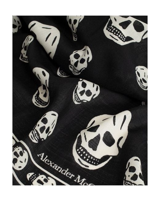 McQueen Red Skull Printed Scarf
