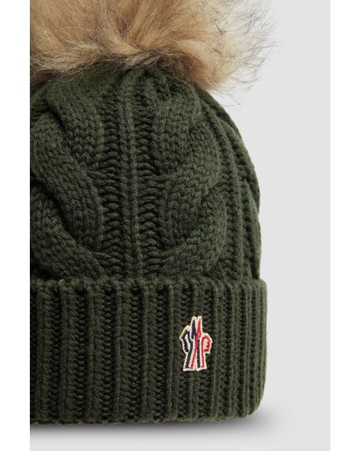Moncler Green Wool Cashmere Beanie With Pom Pom
