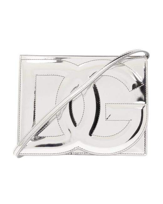 Dolce & Gabbana Gray Dg Logo Embossed Crossbody Bag