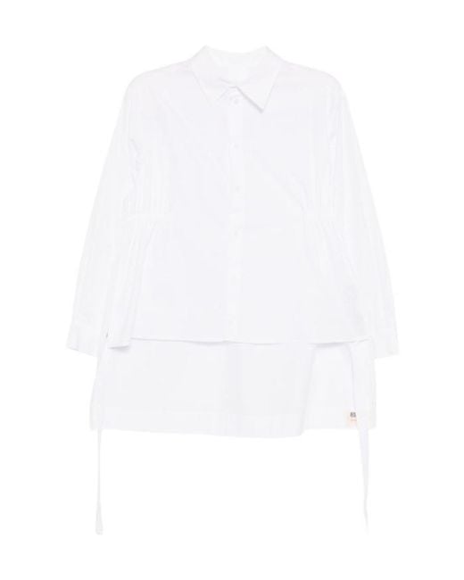Yohji Yamamoto White Waist-Gathered Shirt