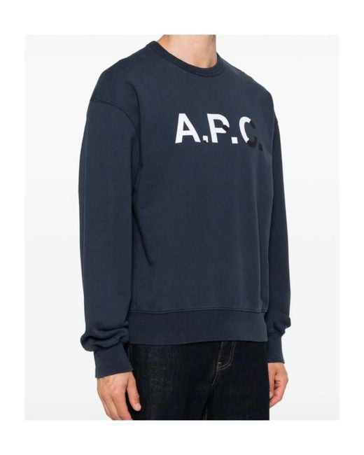 A.P.C. Blue Crew Neck Sweatshirt for men
