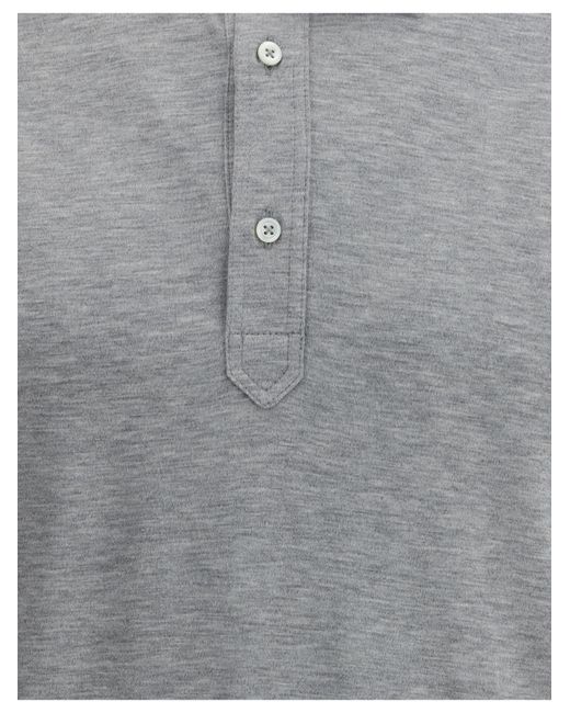 Brunello Cucinelli Gray Silk Polo Shirt for men