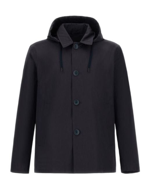Herno Blue Hooded Jacket for men