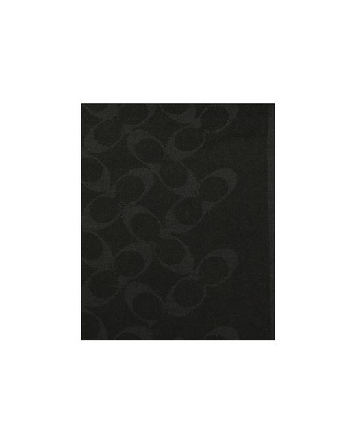 COACH Black Dark Pattern Monogram Fringed Long Scarf