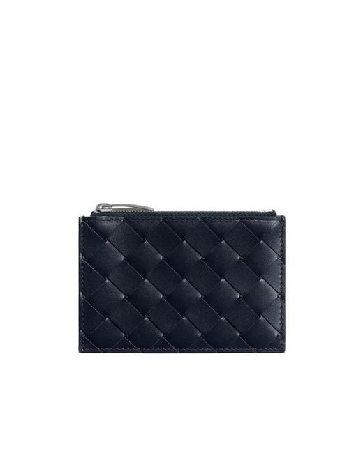 Bottega Veneta Blue Intrecciato Zipped Card Case for men