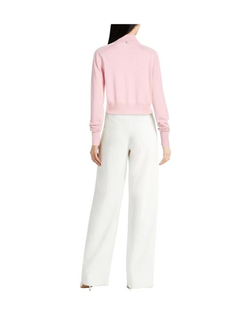 Sportmax Pink Solid-Color Wool Knitted Top