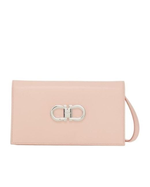 Ferragamo Pink Double Gancini Mini Shoulder Bag