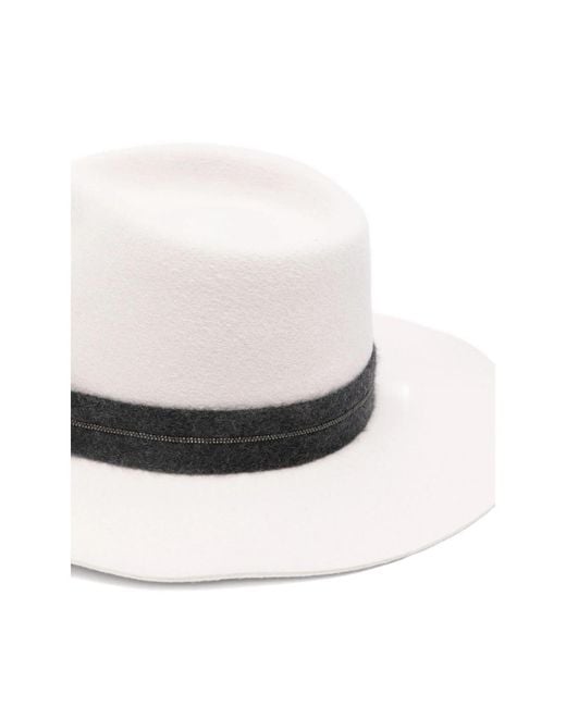 Brunello Cucinelli White Monili-Band Hat