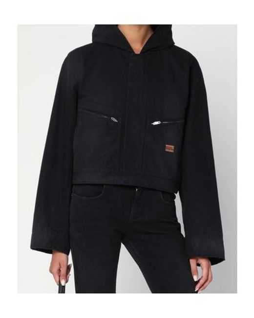 Balenciaga Black Zip Detailed Hooded Jacket