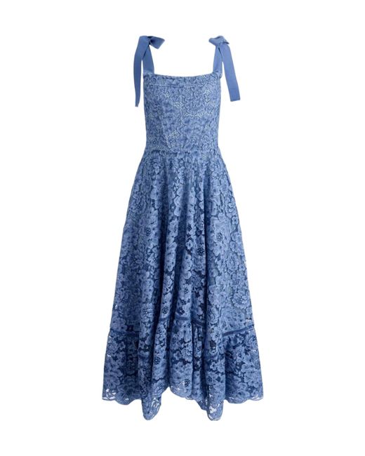 Alice + Olivia Blue Rosalee Lace Bustier Dress