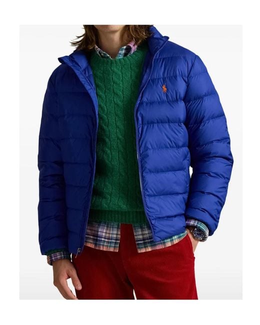 Polo Ralph Lauren Blue Logo Embroidered Zip-Up Jacket for men