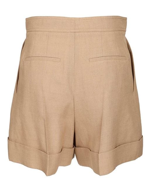 Valentino Natural Button Detailed Turn-Up Hem Shorts