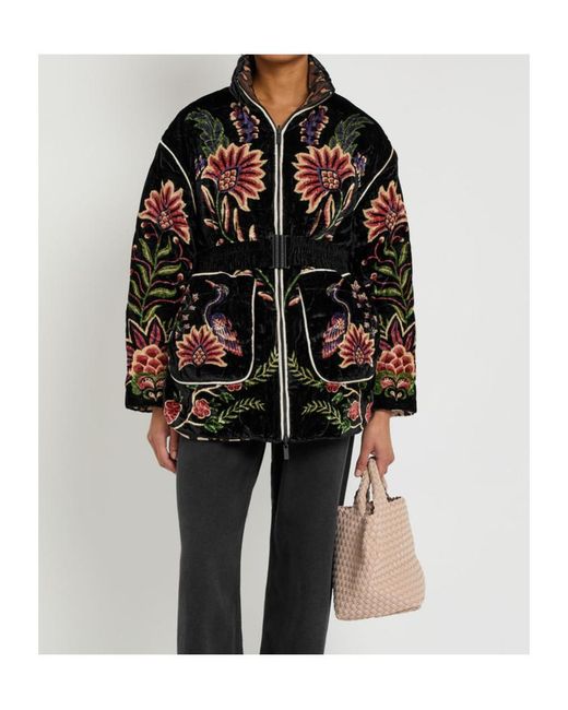 Farm Rio Gray Marvelous Garden Floral-Print Velvet Jacket