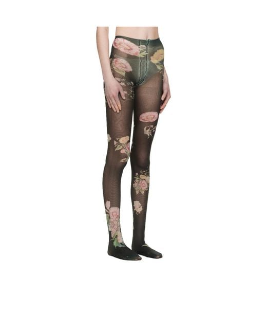 OPEN YY Natural Floral Tights