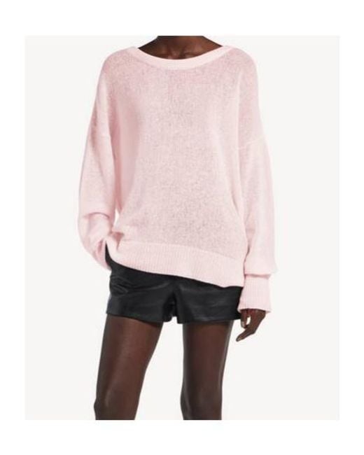 Balenciaga Pink Sheer Logo Patch Knitted Sweater