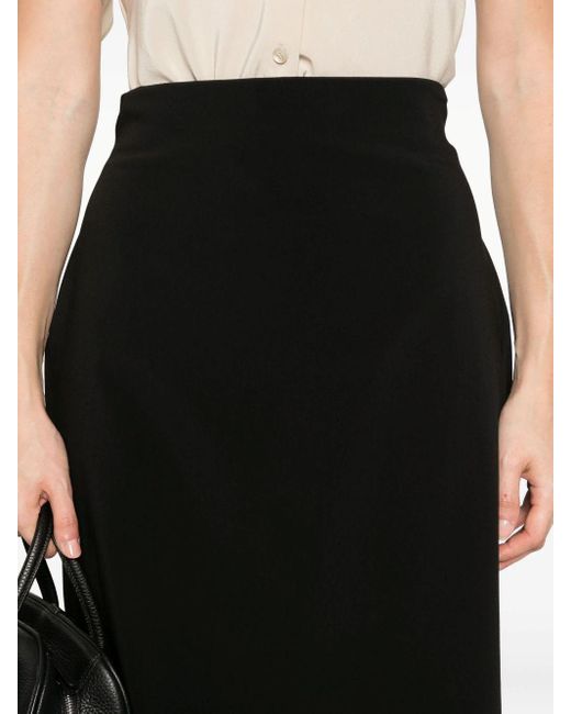 Alberta Ferretti Black Pencil Wool-Blend Skirt