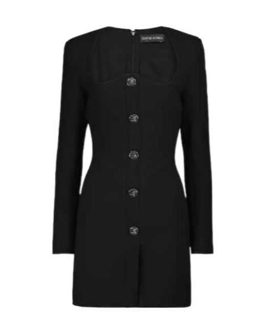 David Koma Black Wool Minidress