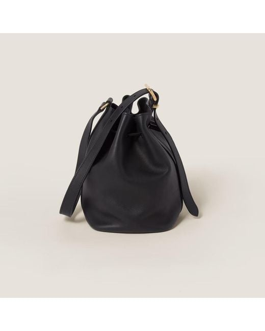 Miu Miu Black Leather Bucket Bag