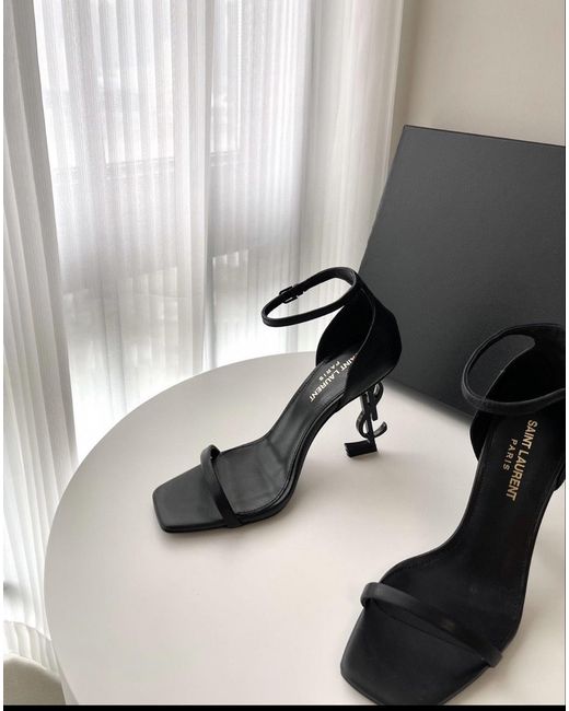 Saint Laurent White Opyum Square-Toe Sandals
