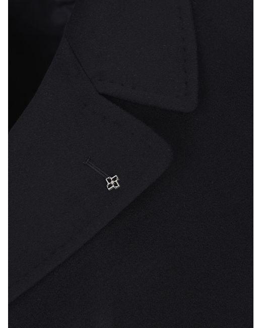 Tagliatore Black Double-Breasted Coat for men