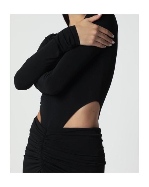 ANDAMANE Black Heloise Cut-Out Ruched Midi Dress