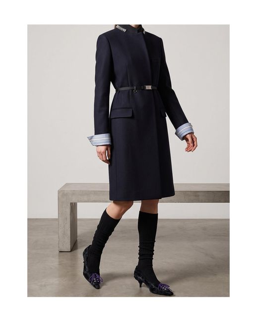 Prada Blue Jewel Collar Coat